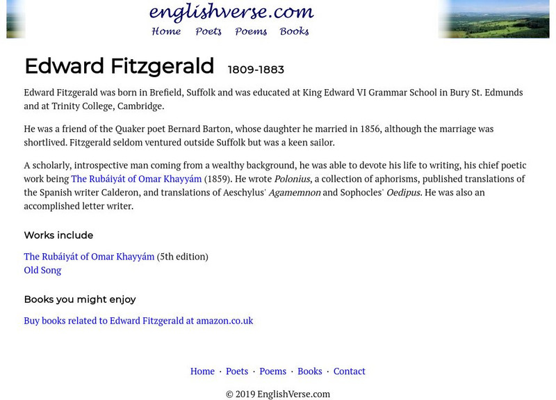 English Verse: Edward Fitzgerald (1809 1883) Website