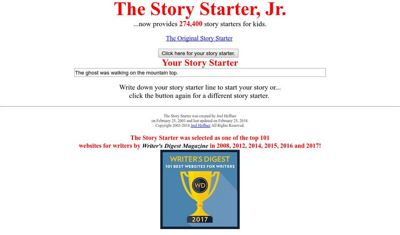 The Story Starter, Jr.: Your Story Starter Activity The Story Starter, Jr.: Your Story Starter Activity