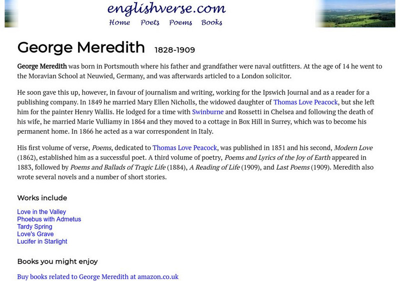 English Verse: George Meredith (1828 1909) Website