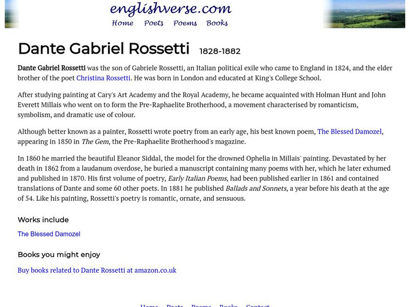 English Verse: Dante Gabriel Rossetti (1828 1882) Website