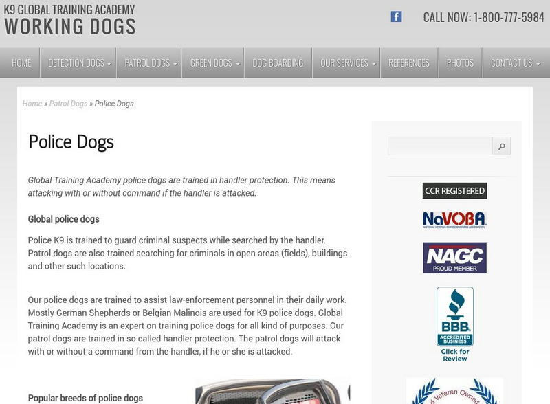K9 Global Training Academy Working Dogs Website
