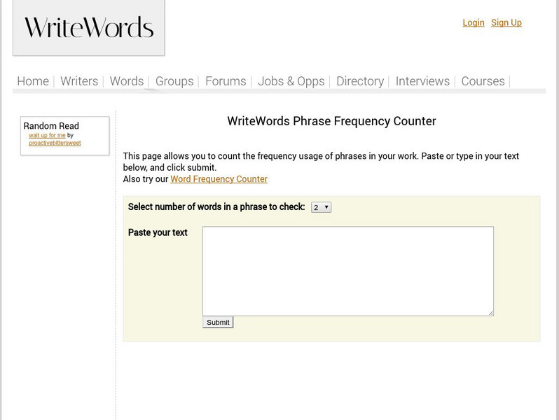 Write Words: Phrase Frequency Counter Interactive Write Words: Phrase Frequency Counter Interactive