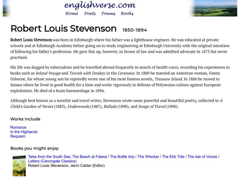 English Verse: Robert Louis Stevenson (1850 1894) Website