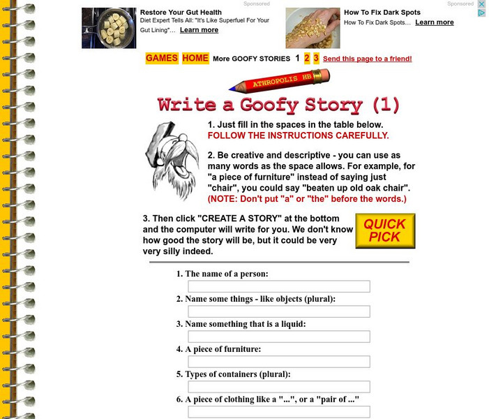 Write a Goofy Story: The Sequel Activity Write a Goofy Story: The Sequel Activity