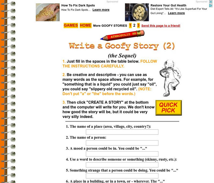 Write a Goofy Story #2 Interactive Write a Goofy Story #2 Interactive