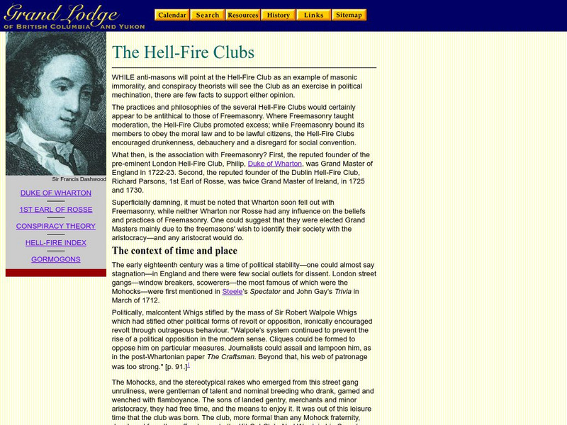 Grand Lodge of British Columbia and Yukon: The Hell Fire Clubs Website Grand Lodge of British Columbia and Yukon: The Hell Fire Clubs Website