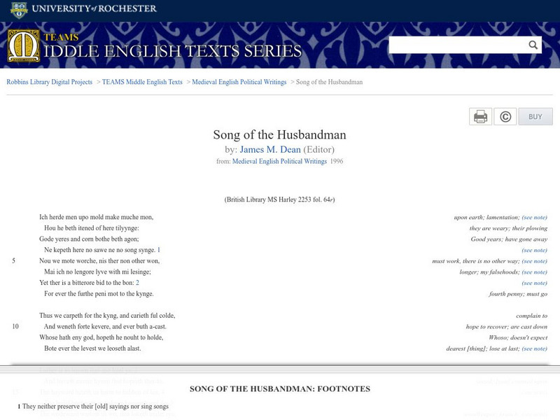 University of Rochester: "Song of the Husbandman" Primary University of Rochester: "Song of the Husbandman" Primary