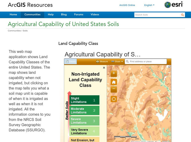 Esri: Arc Gis: Agricultural Capability of United States Soils Interactive Esri: Arc Gis: Agricultural Capability of United States Soils Interactive