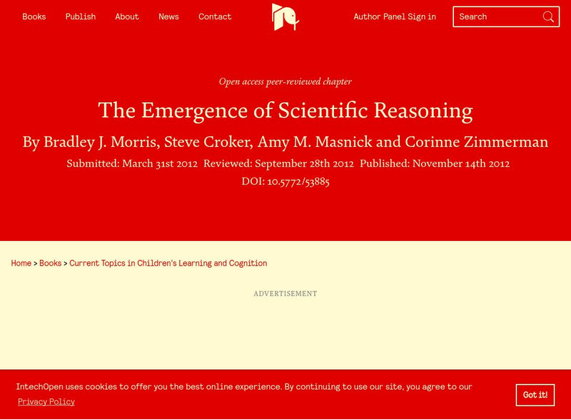 In Tech Open: The Emergence of Scientific Reasoning eBook In Tech Open: The Emergence of Scientific Reasoning eBook