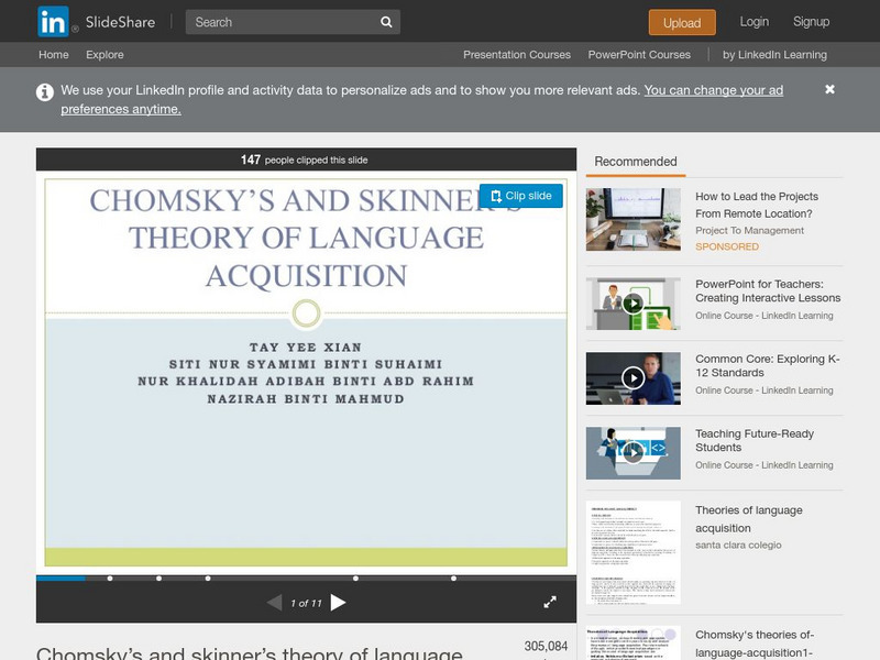 Slide Share: Chomsky's and Skinner's Theory of Language Acquisition PPT Slide Share: Chomsky's and Skinner's Theory of Language Acquisition PPT