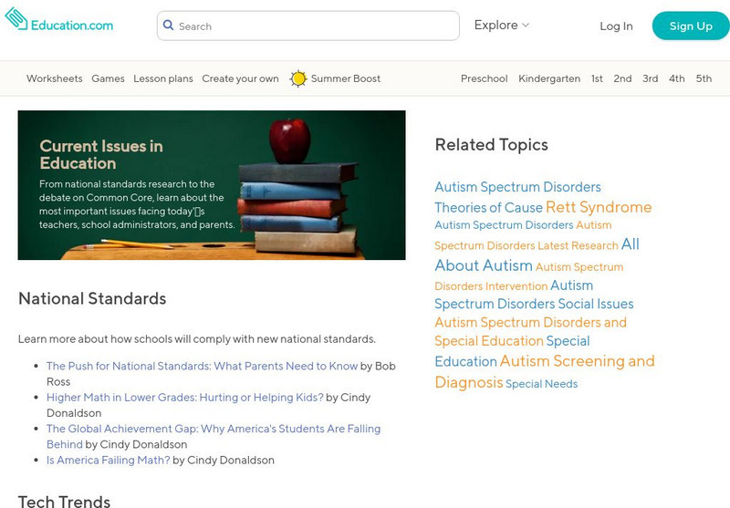 Education.com: Current Issues in Education Website Education.com: Current Issues in Education Website