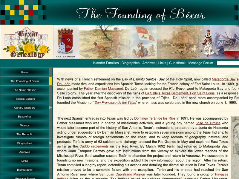 Bexar Genealogy: The Founding of Bexar Article