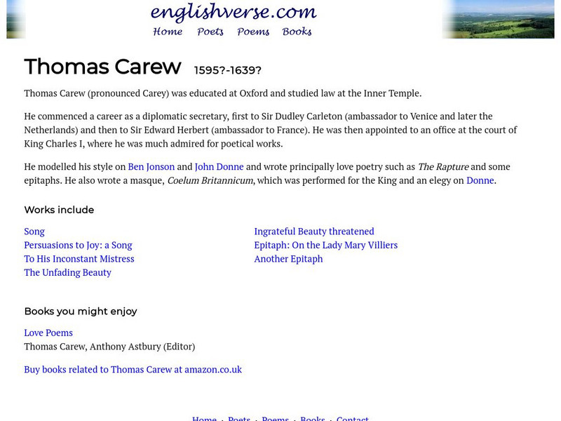 English Verse: Thomas Carew (1595? 1639?) eBook English Verse: Thomas Carew (1595? 1639?) eBook