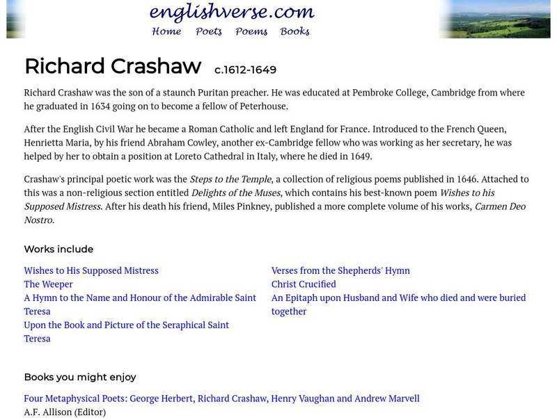 English Verse: Richard Crashaw (C.1612 1649) Website English Verse: Richard Crashaw (C.1612 1649) Website