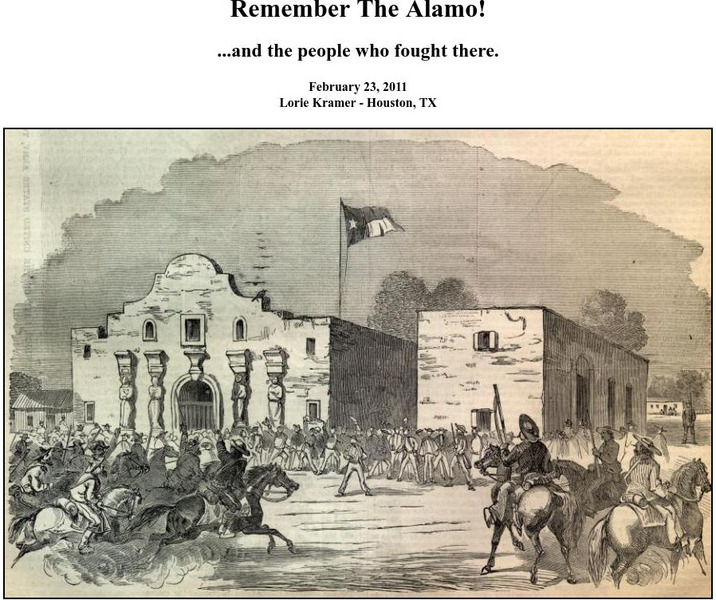 Remember the Alamo! And the People Who Fought There Handout Remember the Alamo! And the People Who Fought There Handout