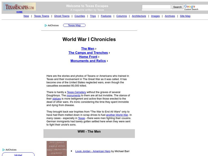 Texas Escapes: World War I Chronicles Website Texas Escapes: World War I Chronicles Website