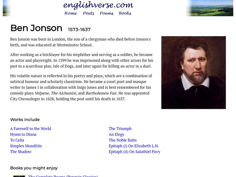 English Verse: Ben Jonson (1573 1637) Website English Verse: Ben Jonson (1573 1637) Website