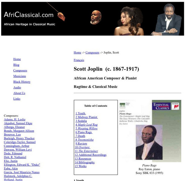 Afri Classical: Scott Joplin (C. 1867 1917) Website Afri Classical: Scott Joplin (C. 1867 1917) Website