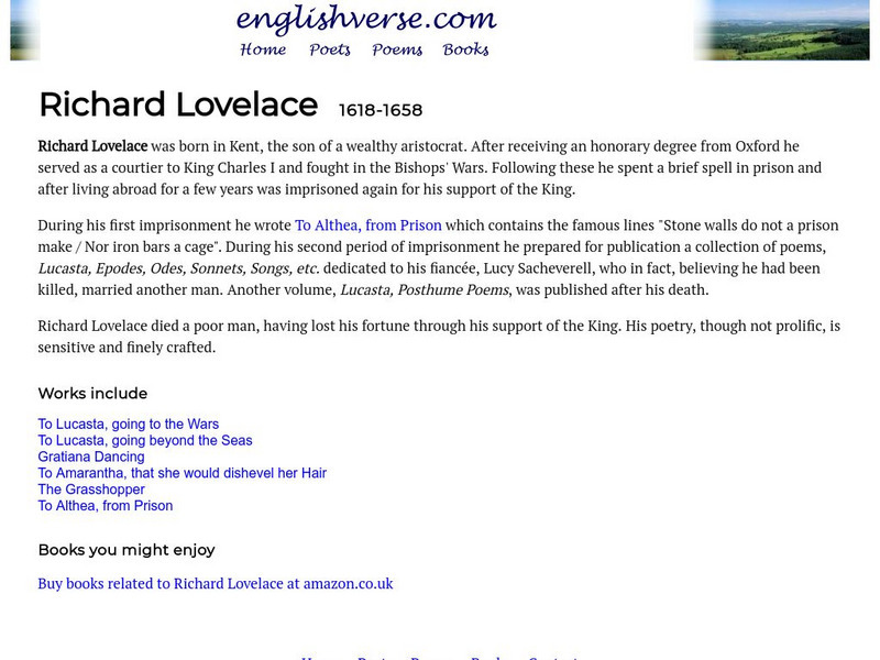 English Verse: Richard Lovelace (1618 1658) Website English Verse: Richard Lovelace (1618 1658) Website