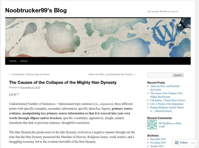 Noobtrucker99's Blog: The Causes of the Collapse of the Mighty Han Dynasty Article