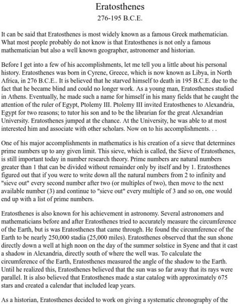 Wichita State University: Eratosthenes Article Wichita State University: Eratosthenes Article