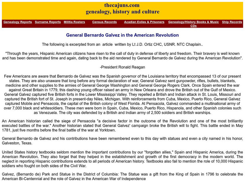 The cajuns.com: General Bernardo Galvez in the American Revolution Article The cajuns.com: General Bernardo Galvez in the American Revolution Article
