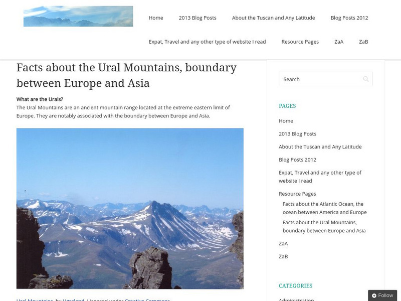 Any Latitude:facts About the Ural Mountains, Boundary Between Europe and Asia Article