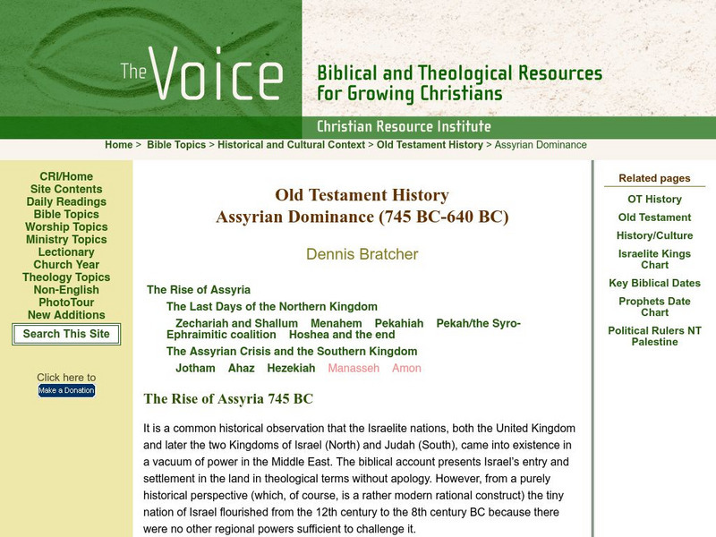 Old Testament History: Assyrian Dominance Handout Old Testament History: Assyrian Dominance Handout