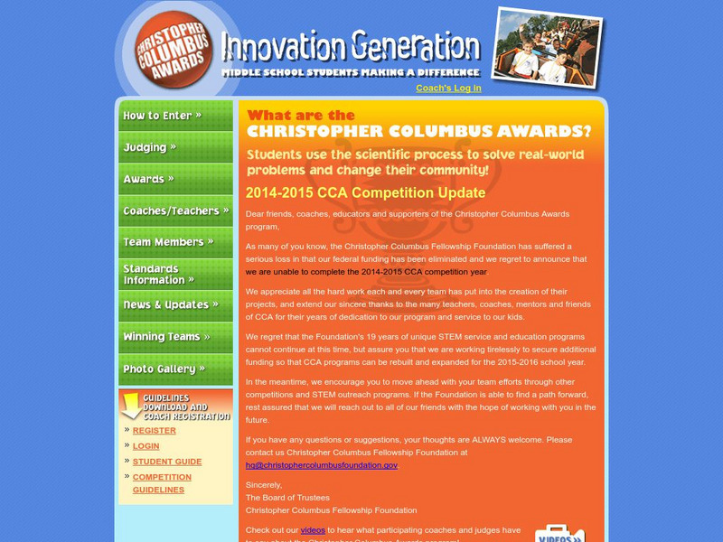 Christopher Columbus Awards Website Christopher Columbus Awards Website