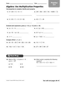 Printables Algebraic Properties Worksheet algebra use multiplication properties 6th 7th grade worksheet worksheet