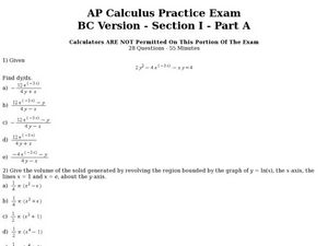 Worksheets Calculus Worksheets ap calculus practice exam 11th 12th grade worksheet lesson planet worksheet