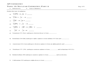 Printables Nuclear Chemistry Worksheet nuclear chemistry worksheet intrepidpath ap topic 10 part a 10th 12th grade