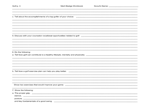 Worksheets Golf Merit Badge Worksheet golf merit badge worksheet worksheet