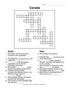 Canada Crossword 5th 7th Grade Worksheet Lesson Planet Canada Crossword 5th 7th Grade Worksheet Lesson Planet