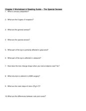 Worksheets Special Senses Worksheet chapter 9 worksheet reading guide the special senses 7th worksheet