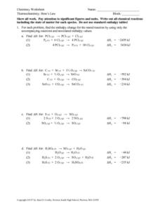 Worksheets 10th Grade Chemistry Worksheets chemistry worksheet thermochemistry hesss law 10th 12th grade worksheet