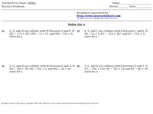 Printables Segment Addition Postulate Worksheet collinear points and the segment addition postulate 9th 12th worksheet