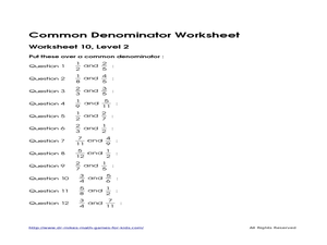Worksheets Common Denominator Worksheets finding common denominator worksheets rringband vintagegrn