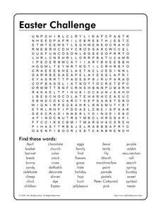 easter challenge word search 4th 8th grade worksheet lesson planet