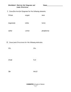 Printables Lewis Dot Diagrams Worksheet electron dot diagrams and lewis structures 10th 12th grade worksheet