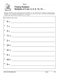 Worksheets Finding Multiples Worksheet finding multiples of 2 worksheet 5 and 10 1st grade lesson pla