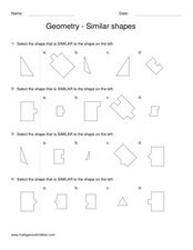 Worksheets Similar Shapes Worksheet Grade 4 geometry similar shapes 2nd 3rd grade worksheet lesson planet shapes