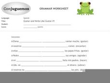Worksheets Verbs Like Gustar Worksheet gustar and verbs like 6th 9th grade worksheet lesson planet gustar
