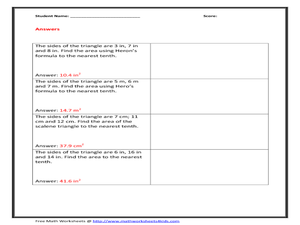 Printables Health Triangle Worksheet herons or heros formula for area of scalene triangle 7th 8th worksheet