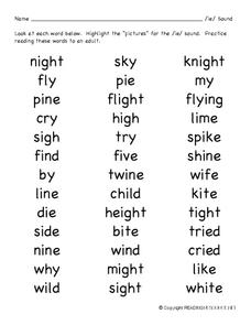 Printables Ie Words Phonics List ie word list kindergarten 3rd grade worksheet lesson planet worksheet