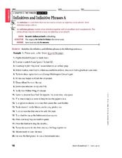 Printables Infinitive Phrase Worksheet infinitives and infinitive phrases a 7th 10th grade worksheet worksheet