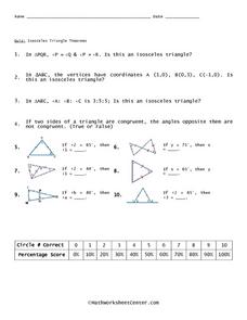Worksheets Isosceles Triangle Theorem Worksheet isosceles triangle theorems 10th 11th grade worksheet lesson theorems