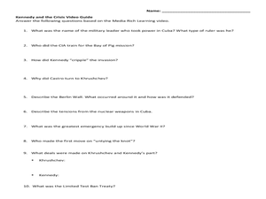 Printables Cuban Missile Crisis Worksheet kennedy and the crisis video guide 8th 12th grade worksheet worksheet