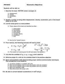 Printables Kinematics Worksheet collection of kinematics worksheet bloggakuten objectives 9th higher ed lesson planet