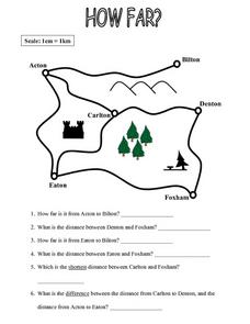 Map Work: How Far? 4th - 5th Grade Worksheet | Lesson Planet